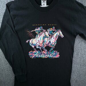 VTG 1997 Kentucky Derby Shirt Mens Large Crew Retro USA Made Barnhart Black